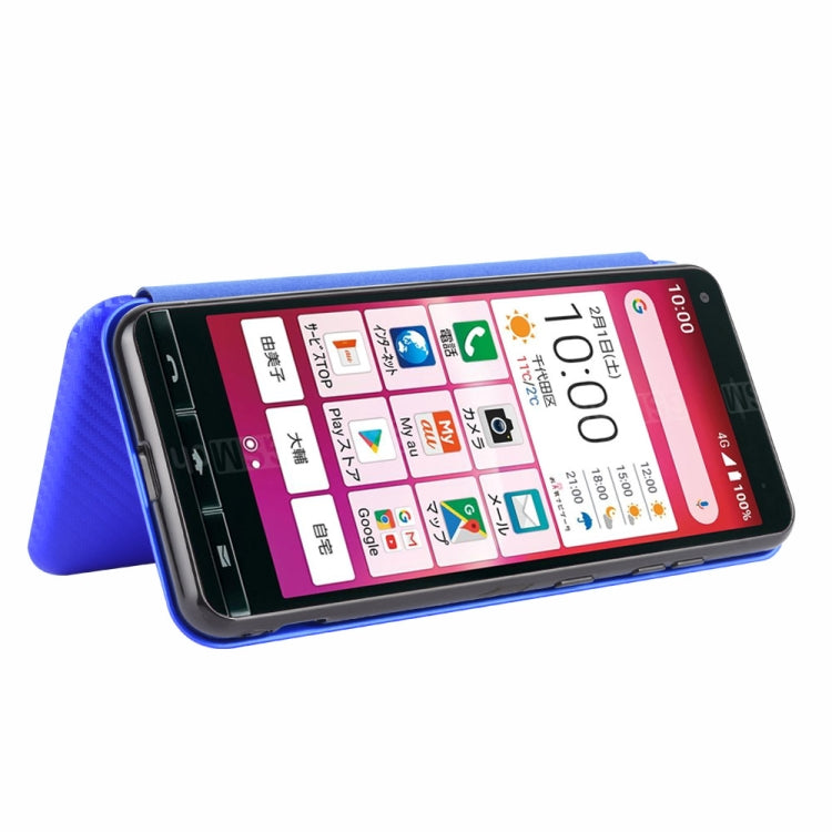 For Kyocera Basio 4 KYV47 Carbon Fiber Texture Horizontal Flip TPU + PC + PU Leather Case with Card Slot