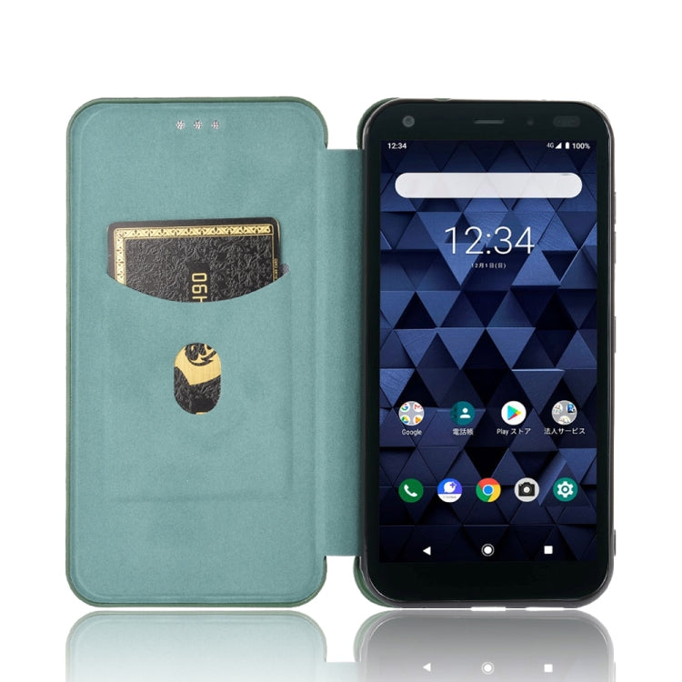 For Kyocera DIGNO BX Carbon Fiber Texture Horizontal Flip TPU + PC + PU Leather Case with Card Slot