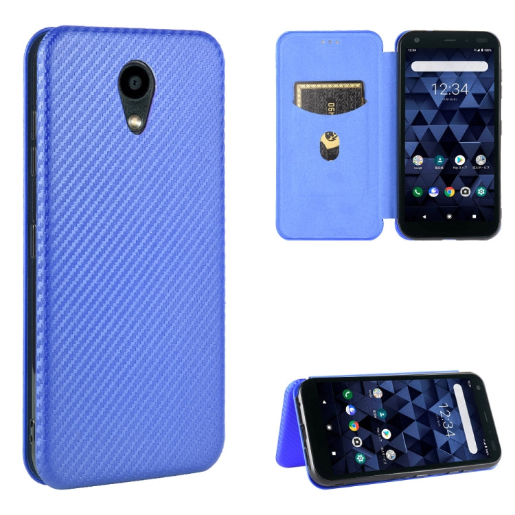 For Kyocera DIGNO BX Carbon Fiber Texture Horizontal Flip TPU + PC + PU Leather Case with Card Slot