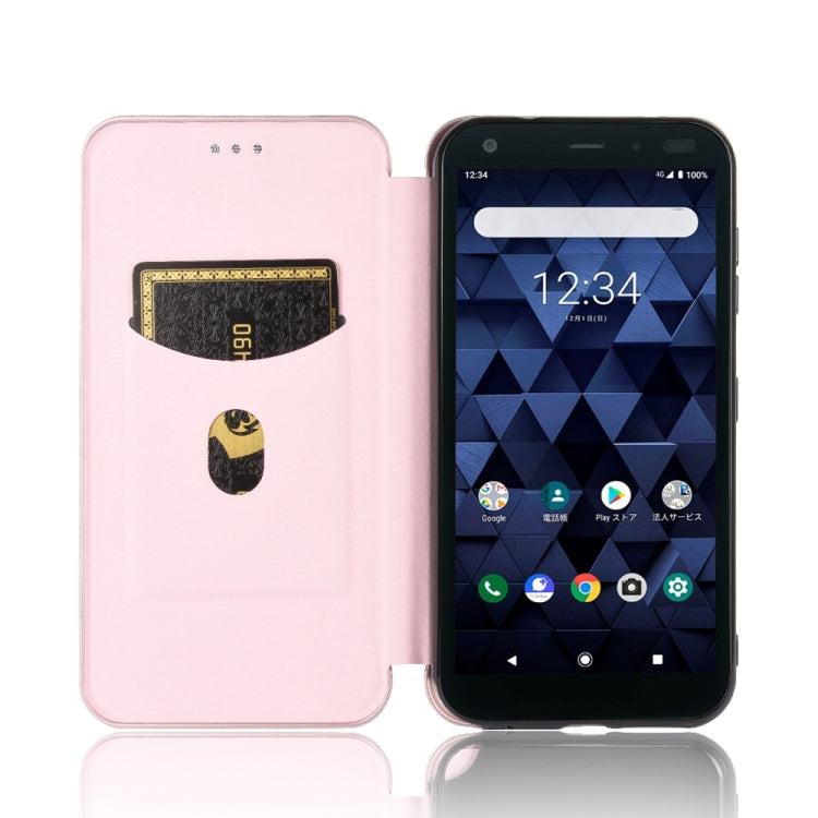 For Kyocera DIGNO BX Carbon Fiber Texture Horizontal Flip TPU + PC + PU Leather Case with Card Slot