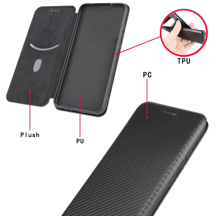 For Kyocera DIGNO BX Carbon Fiber Texture Horizontal Flip TPU + PC + PU Leather Case with Card Slot