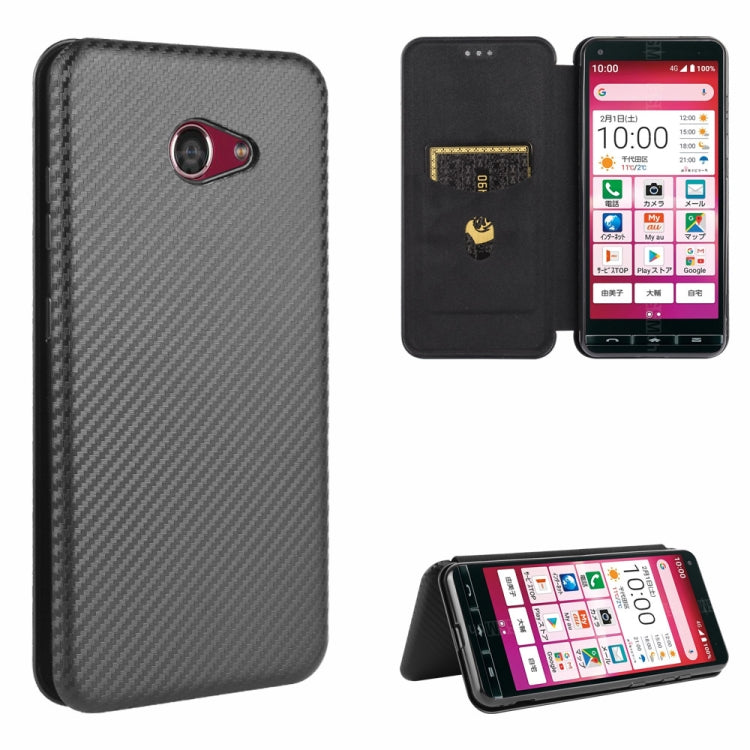 For Kyocera Katan Sumaho 2 (A001KC) Carbon Fiber Texture Horizontal Flip TPU + PC + PU Leather Case with Card Slot