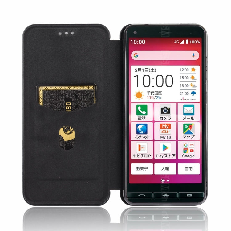 For Kyocera Katan Sumaho 2 (A001KC) Carbon Fiber Texture Horizontal Flip TPU + PC + PU Leather Case with Card Slot