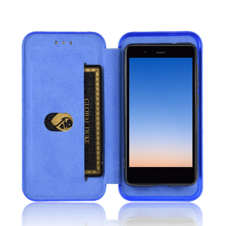 For Rakuten mini Carbon Fiber Texture Horizontal Flip TPU + PC + PU Leather Case with Card Slot