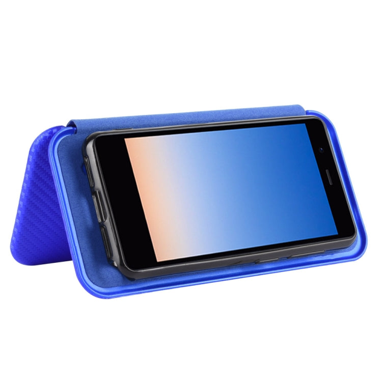 For Rakuten mini Carbon Fiber Texture Horizontal Flip TPU + PC + PU Leather Case with Card Slot