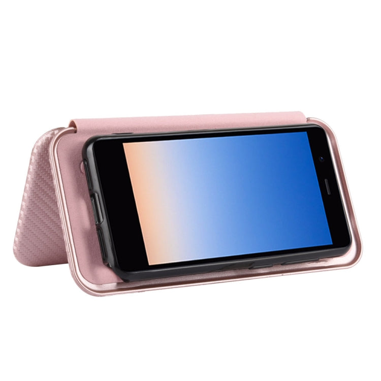 For Rakuten mini Carbon Fiber Texture Horizontal Flip TPU + PC + PU Leather Case with Card Slot