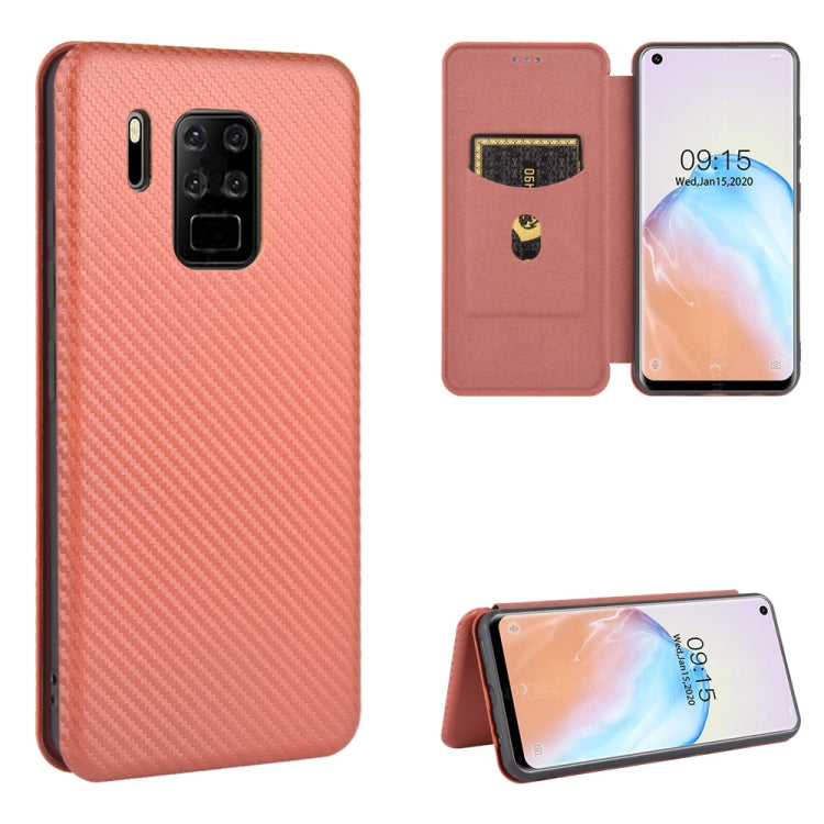 For Oukitel C18 Pro Carbon Fiber Texture Horizontal Flip TPU + PC + PU Leather Case with Card Slot