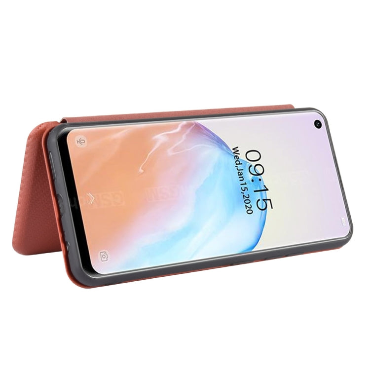 For Oukitel C18 Pro Carbon Fiber Texture Horizontal Flip TPU + PC + PU Leather Case with Card Slot