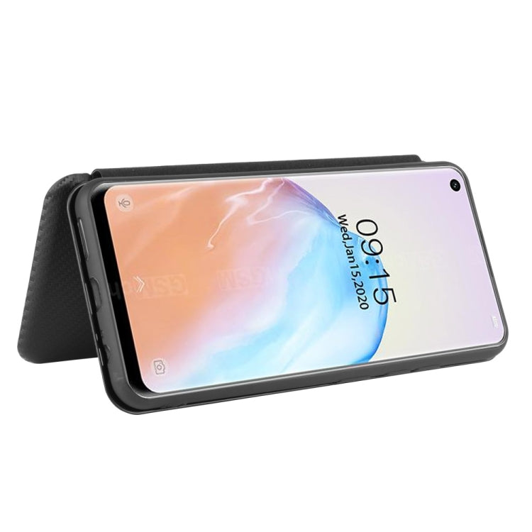 For Oukitel C18 Pro Carbon Fiber Texture Horizontal Flip TPU + PC + PU Leather Case with Card Slot