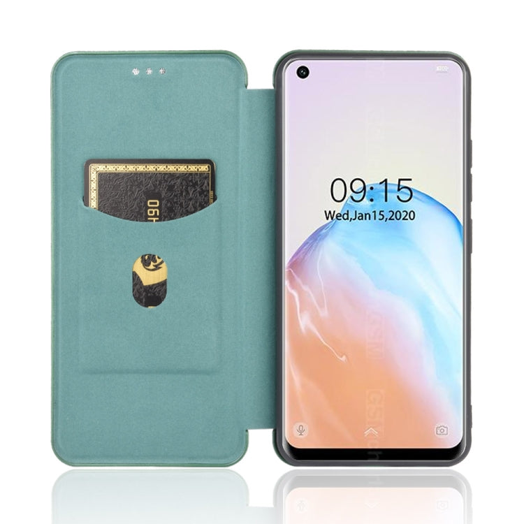 For Oukitel C18 Pro Carbon Fiber Texture Horizontal Flip TPU + PC + PU Leather Case with Card Slot