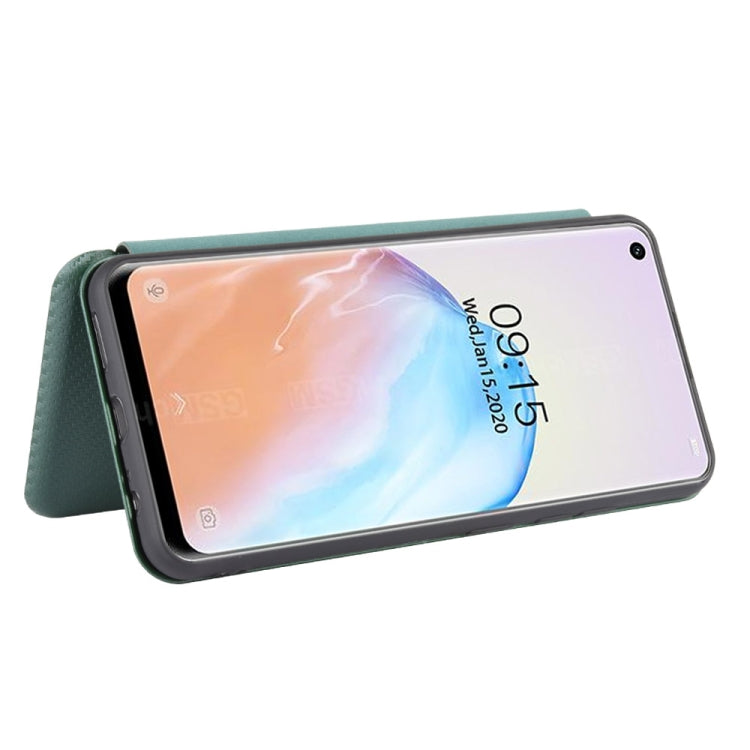 For Oukitel C18 Pro Carbon Fiber Texture Horizontal Flip TPU + PC + PU Leather Case with Card Slot