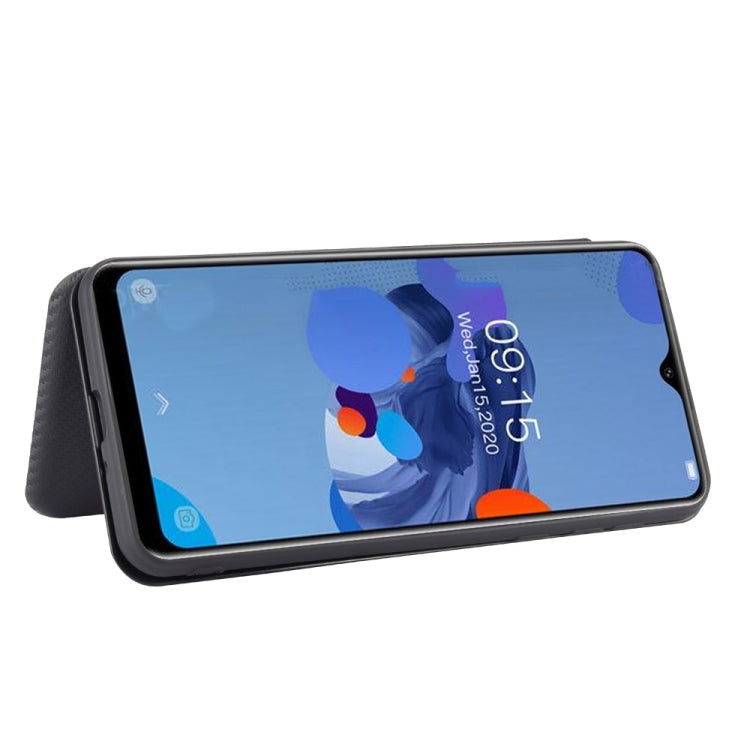 For Oukitel C19 Carbon Fiber Texture Horizontal Flip TPU + PC + PU Leather Case with Card Slot