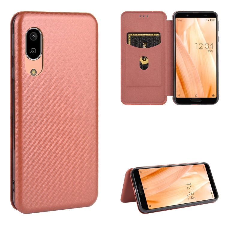For Sharp Aquos Sense 3 Lite Carbon Fiber Texture Horizontal Flip TPU + PC + PU Leather Case with Card Slot