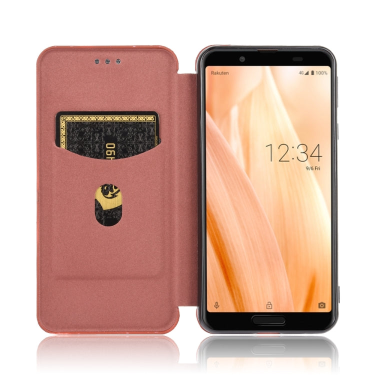 For Sharp Aquos Sense 3 Lite Carbon Fiber Texture Horizontal Flip TPU + PC + PU Leather Case with Card Slot