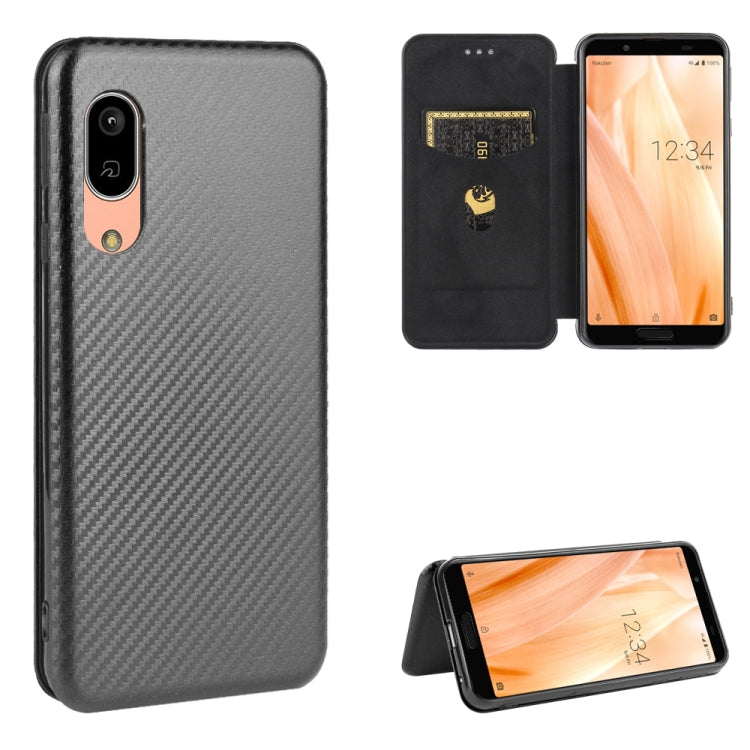For Sharp Aquos Sense 3 Lite Carbon Fiber Texture Horizontal Flip TPU + PC + PU Leather Case with Card Slot