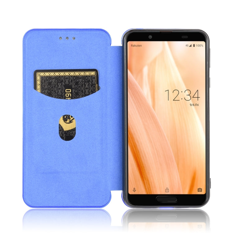 For Sharp Aquos Sense 3 Lite Carbon Fiber Texture Horizontal Flip TPU + PC + PU Leather Case with Card Slot