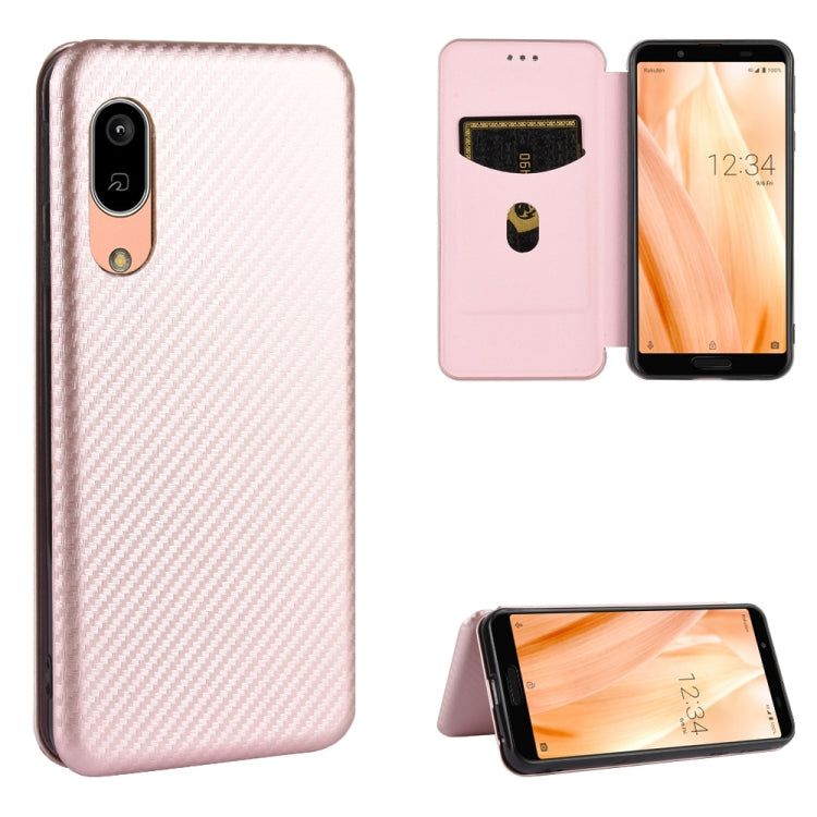 For Sharp Aquos Sense 3 Lite Carbon Fiber Texture Horizontal Flip TPU + PC + PU Leather Case with Card Slot