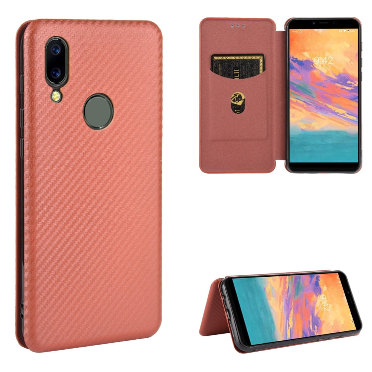 For UMIDIGI A3S Carbon Fiber Texture Horizontal Flip TPU + PC + PU Leather Case with Card Slot