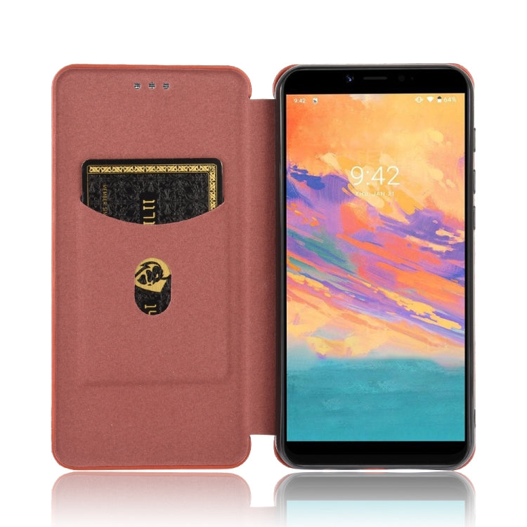 For UMIDIGI A3S Carbon Fiber Texture Horizontal Flip TPU + PC + PU Leather Case with Card Slot