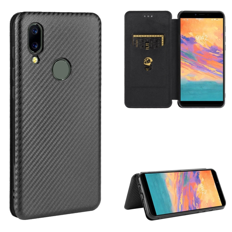 For UMIDIGI A3S Carbon Fiber Texture Horizontal Flip TPU + PC + PU Leather Case with Card Slot