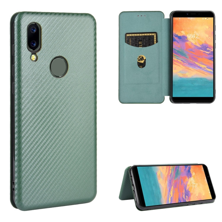 For UMIDIGI A3S Carbon Fiber Texture Horizontal Flip TPU + PC + PU Leather Case with Card Slot