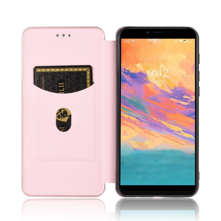 For UMIDIGI A3S Carbon Fiber Texture Horizontal Flip TPU + PC + PU Leather Case with Card Slot