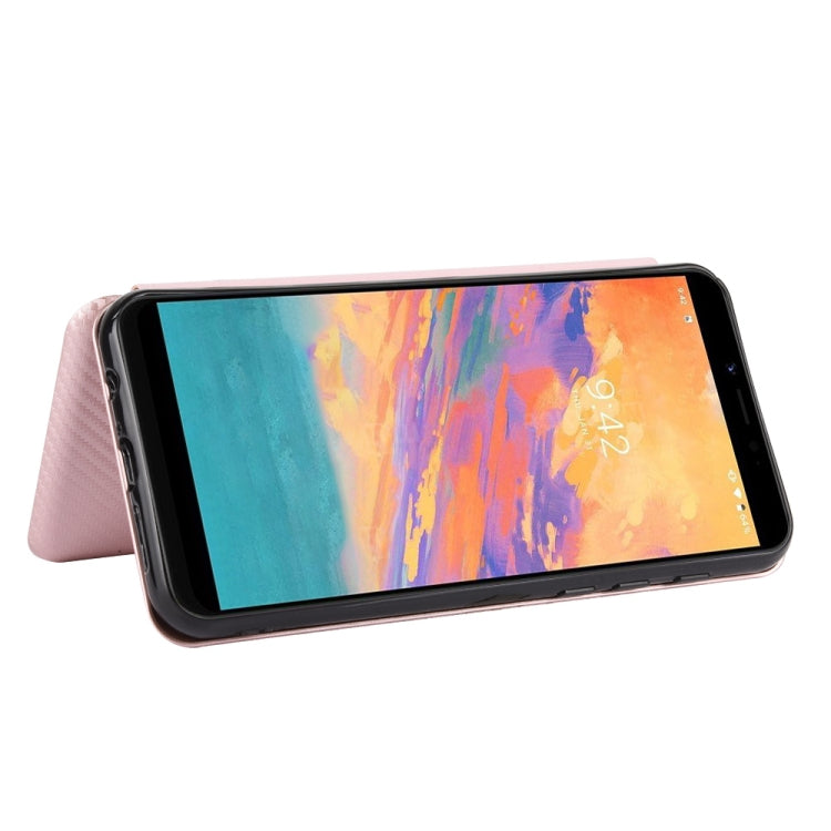 For UMIDIGI A3S Carbon Fiber Texture Horizontal Flip TPU + PC + PU Leather Case with Card Slot