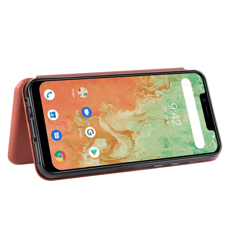 For UMIDIGI A3X Carbon Fiber Texture Horizontal Flip TPU + PC + PU Leather Case with Card Slot