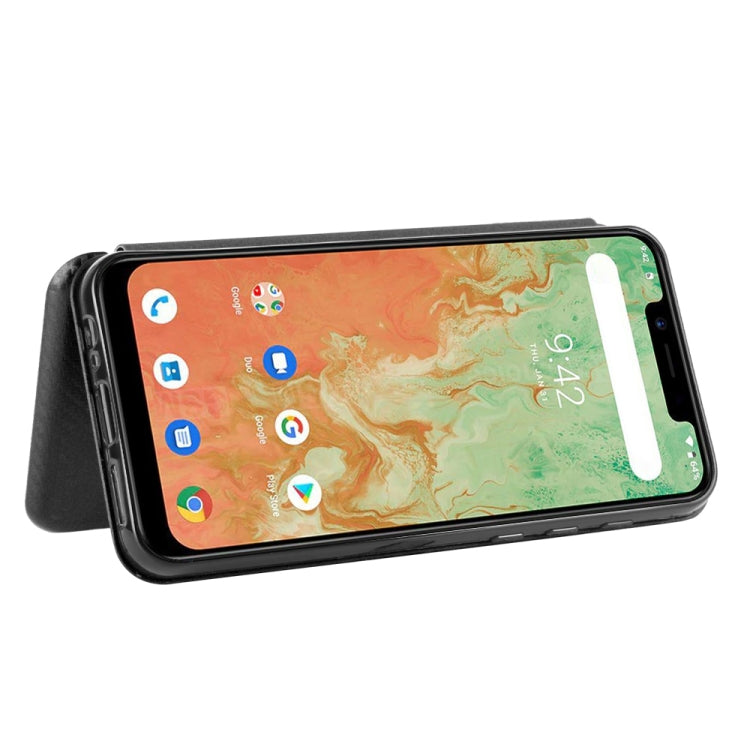 For UMIDIGI A3X Carbon Fiber Texture Horizontal Flip TPU + PC + PU Leather Case with Card Slot