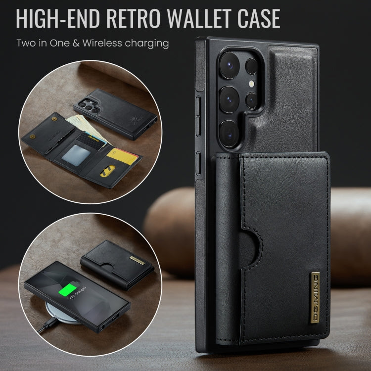 For Samsung Galaxy S24 Ultra 5G DG.MING M6 Series RFID Tri-fold Card Bag Removable Leather Phone Case