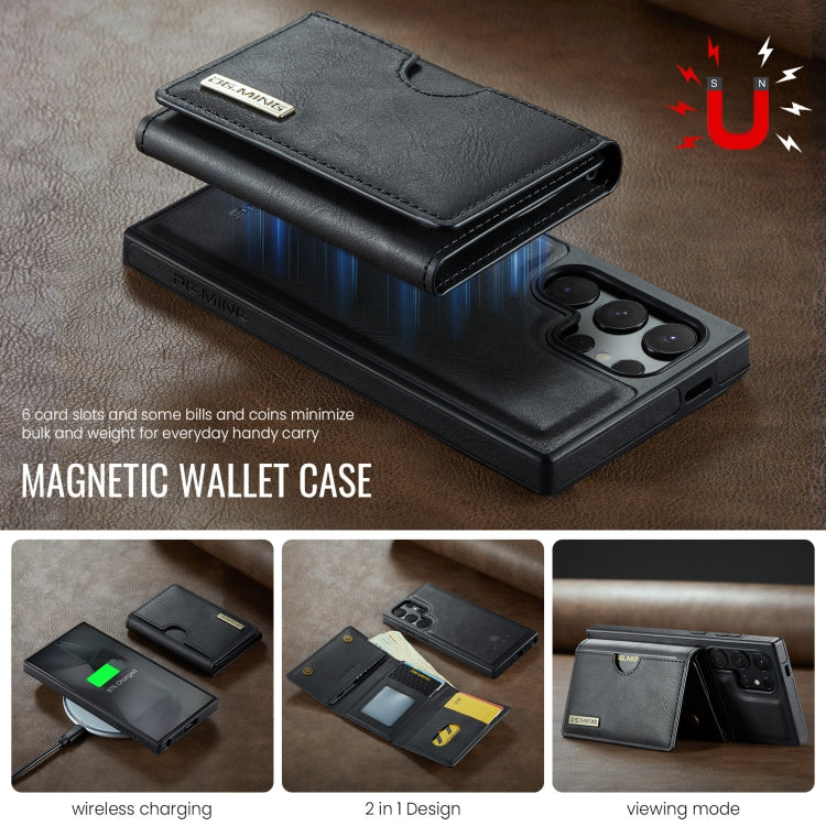 For Samsung Galaxy S24 Ultra 5G DG.MING M6 Series RFID Tri-fold Card Bag Removable Leather Phone Case