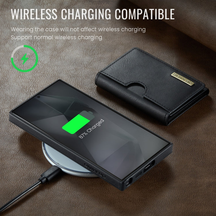 For Samsung Galaxy S24 Ultra 5G DG.MING M6 Series RFID Tri-fold Card Bag Removable Leather Phone Case