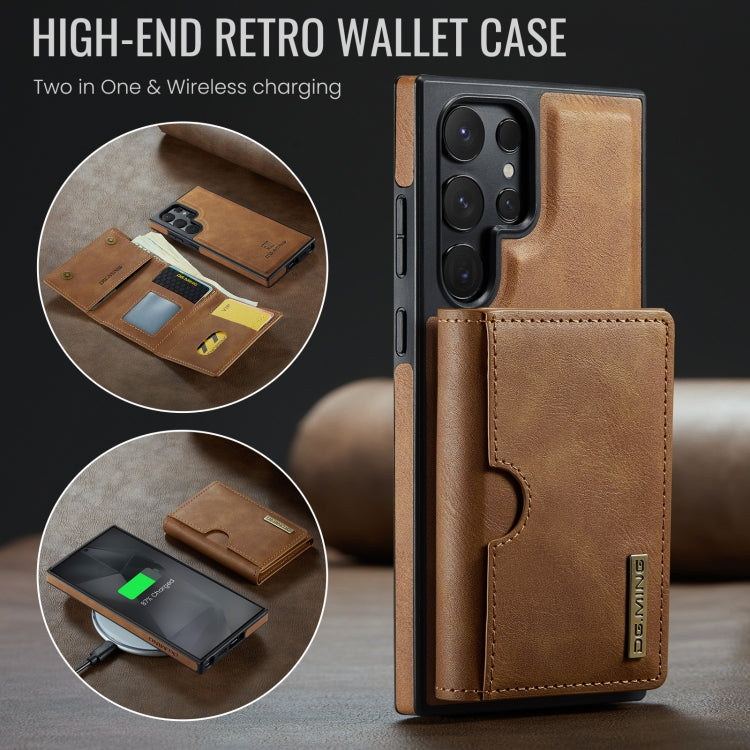 For Samsung Galaxy S24 Ultra 5G DG.MING M6 Series RFID Tri-fold Card Bag Removable Leather Phone Case