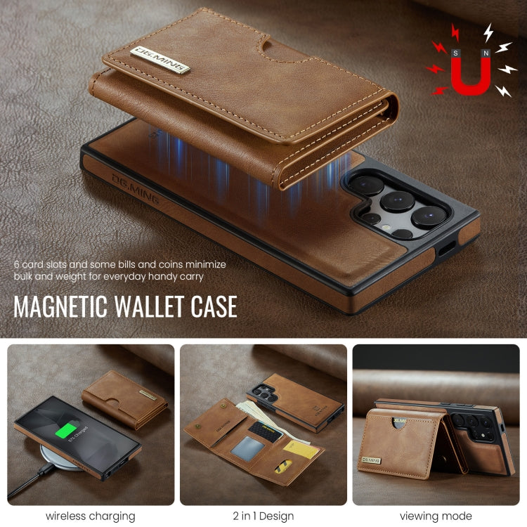 For Samsung Galaxy S24 Ultra 5G DG.MING M6 Series RFID Tri-fold Card Bag Removable Leather Phone Case
