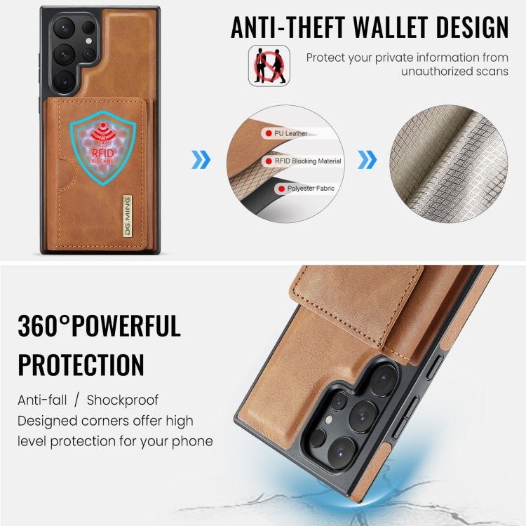For Samsung Galaxy S24 Ultra 5G DG.MING M6 Series RFID Tri-fold Card Bag Removable Leather Phone Case