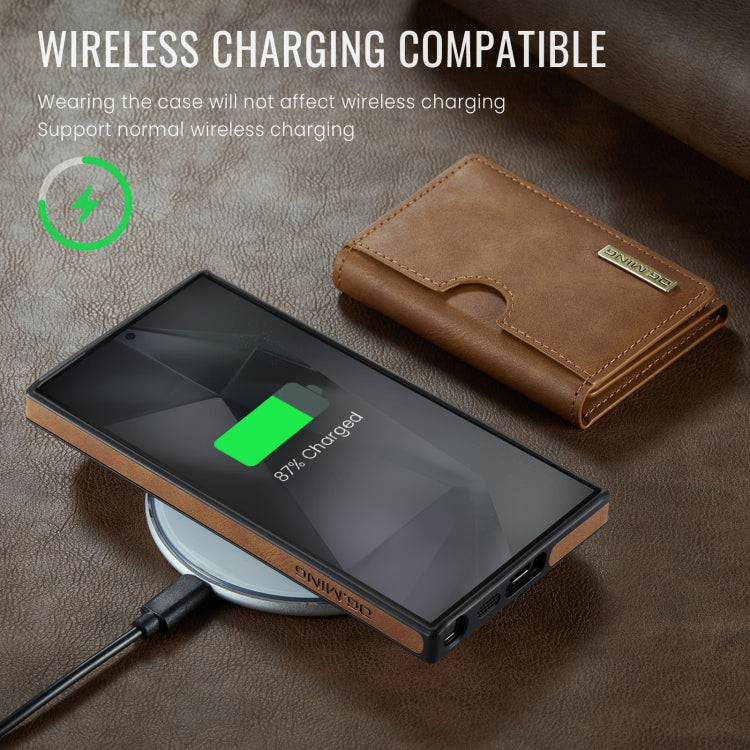 For Samsung Galaxy S24 Ultra 5G DG.MING M6 Series RFID Tri-fold Card Bag Removable Leather Phone Case