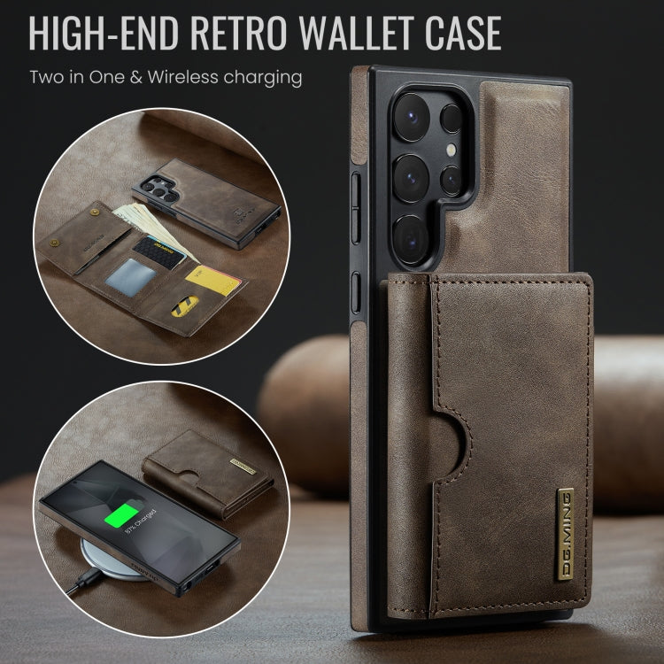 For Samsung Galaxy S24 Ultra 5G DG.MING M6 Series RFID Tri-fold Card Bag Removable Leather Phone Case