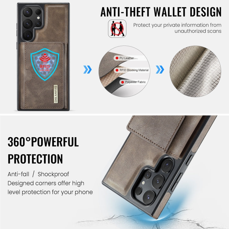 For Samsung Galaxy S24 Ultra 5G DG.MING M6 Series RFID Tri-fold Card Bag Removable Leather Phone Case