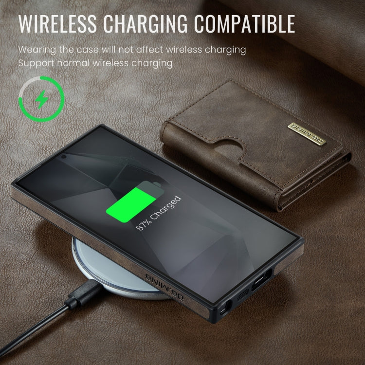 For Samsung Galaxy S24 Ultra 5G DG.MING M6 Series RFID Tri-fold Card Bag Removable Leather Phone Case