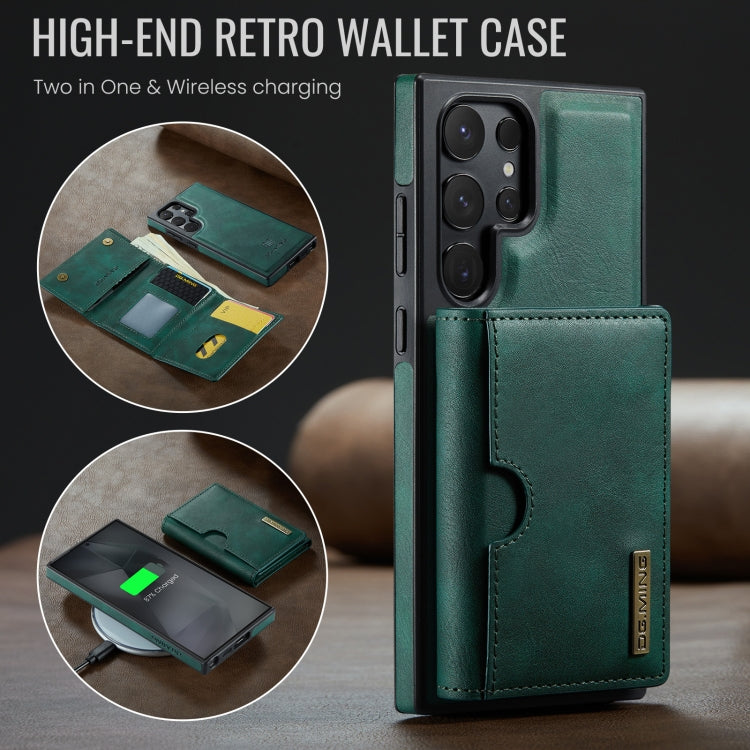 For Samsung Galaxy S24 Ultra 5G DG.MING M6 Series RFID Tri-fold Card Bag Removable Leather Phone Case