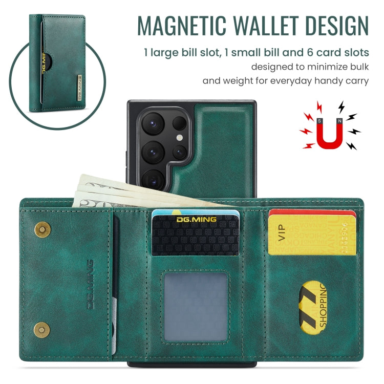 For Samsung Galaxy S24 Ultra 5G DG.MING M6 Series RFID Tri-fold Card Bag Removable Leather Phone Case