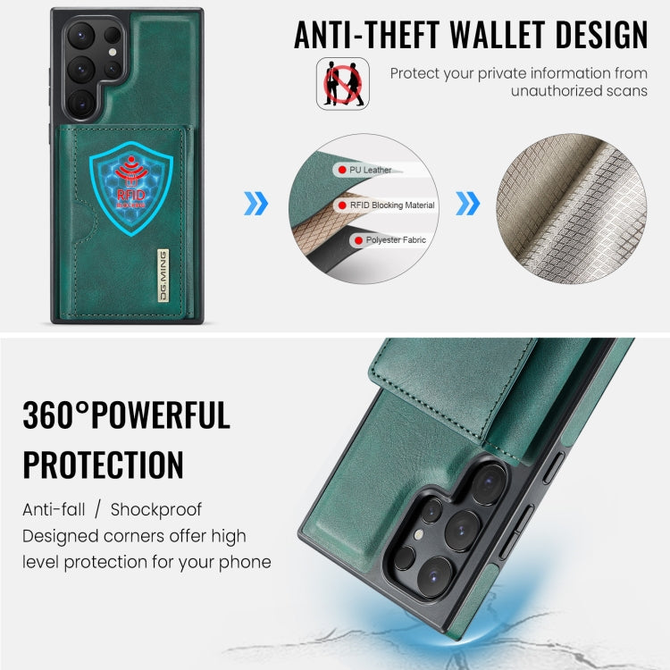 For Samsung Galaxy S24 Ultra 5G DG.MING M6 Series RFID Tri-fold Card Bag Removable Leather Phone Case
