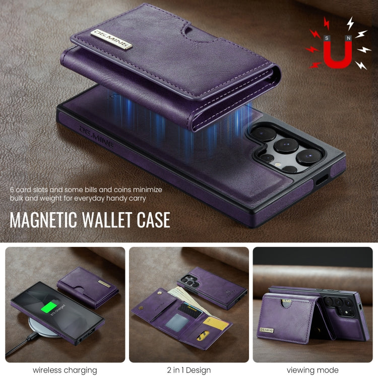 For Samsung Galaxy S24 Ultra 5G DG.MING M6 Series RFID Tri-fold Card Bag Removable Leather Phone Case