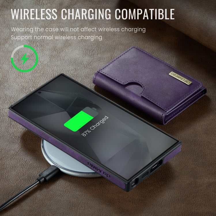For Samsung Galaxy S24 Ultra 5G DG.MING M6 Series RFID Tri-fold Card Bag Removable Leather Phone Case