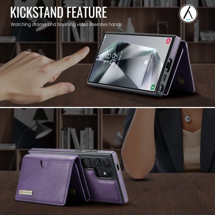 For Samsung Galaxy S24 Ultra 5G DG.MING M6 Series RFID Tri-fold Card Bag Removable Leather Phone Case