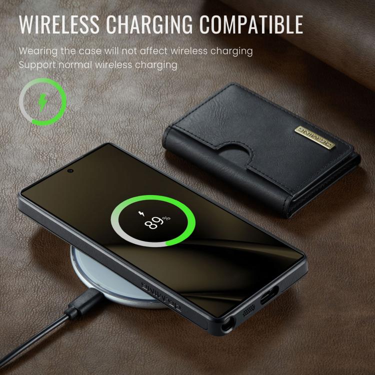 For Samsung Galaxy S25 Ultra 5G DG.MING M6 Series RFID Tri-fold Card Bag Removable Leather Phone Case