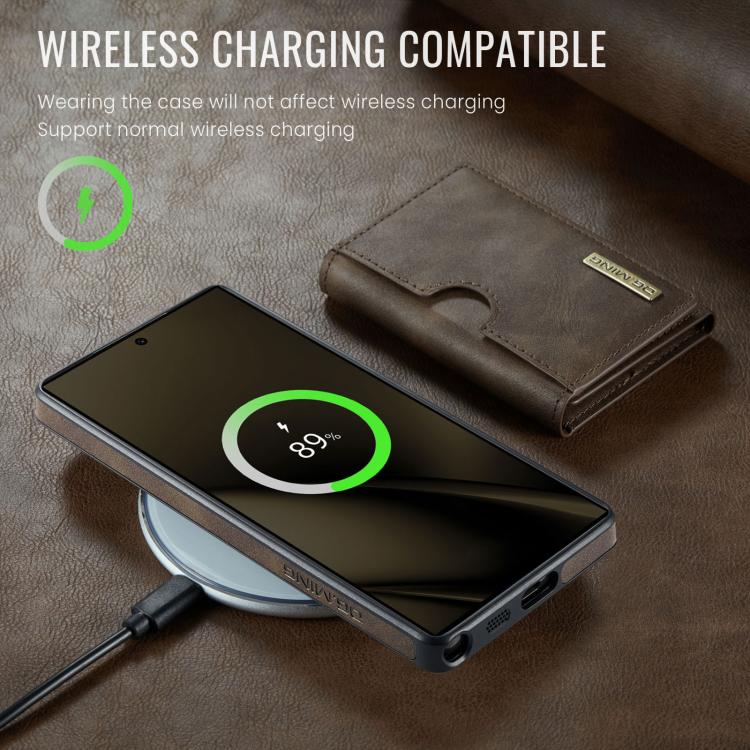 For Samsung Galaxy S25 Ultra 5G DG.MING M6 Series RFID Tri-fold Card Bag Removable Leather Phone Case