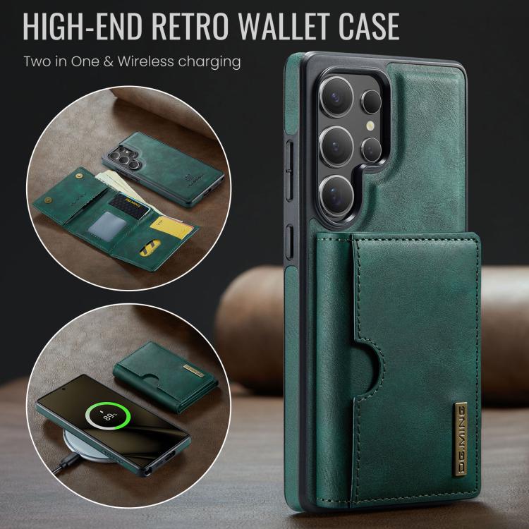For Samsung Galaxy S25 Ultra 5G DG.MING M6 Series RFID Tri-fold Card Bag Removable Leather Phone Case