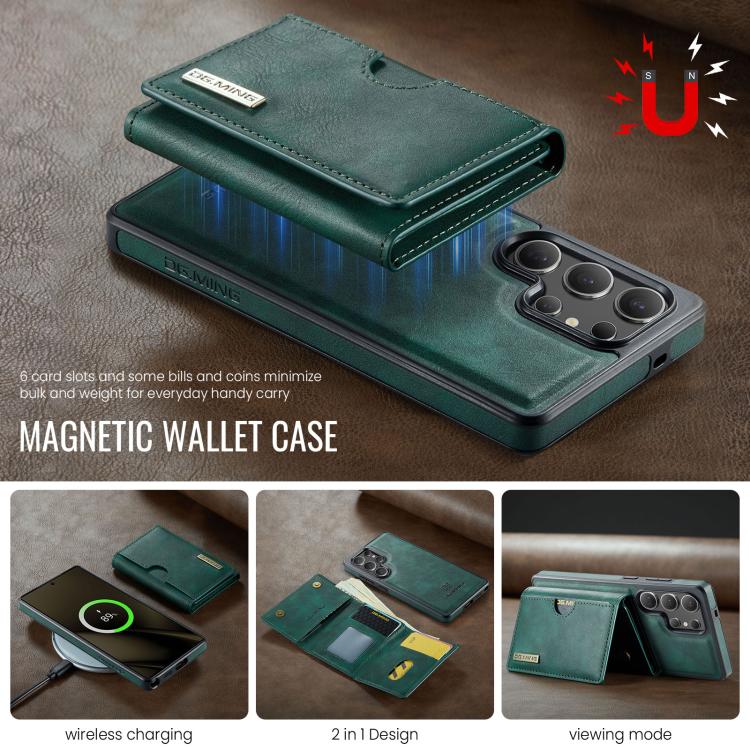 For Samsung Galaxy S25 Ultra 5G DG.MING M6 Series RFID Tri-fold Card Bag Removable Leather Phone Case