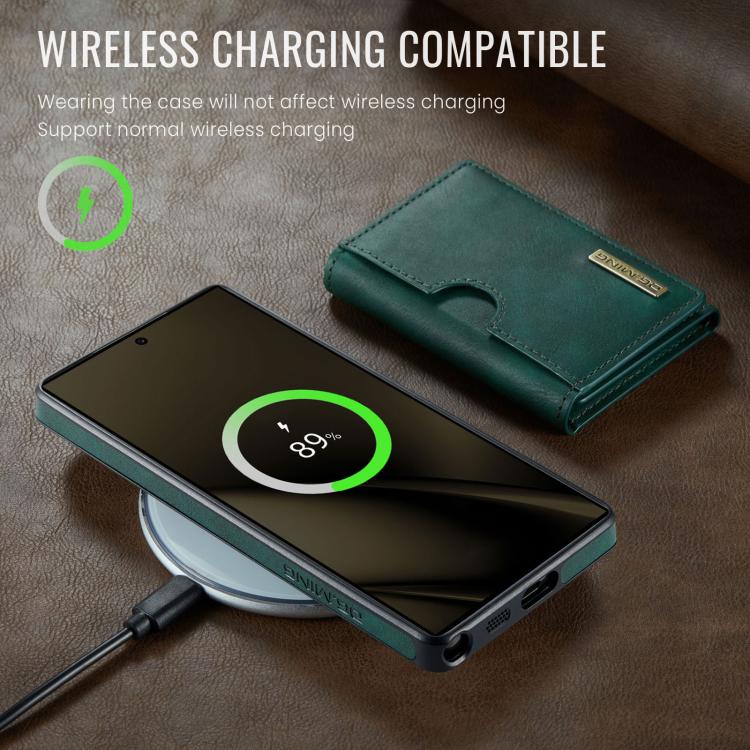 For Samsung Galaxy S25 Ultra 5G DG.MING M6 Series RFID Tri-fold Card Bag Removable Leather Phone Case